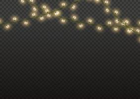 lumières de noël fond isolé. guirlandes multicolores lumineuses de noël. guirlande lumineuse de lampe de Noël. pour le nouvel an et noël. effet lumineux. illustration vectorielle. vecteur