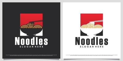 illustration de conception de logo de nouilles ramen avec concept d'espace négatif et élément créatif vecteur