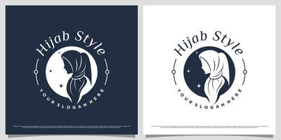 modèle de conception de logo de beauté hijab femme avec un concept simple et un élément créatif vecteur