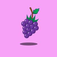icône de vecteur isolé de raisins. baille fruit sur vigne avec feuille. raisins violets. logotype de marque de vin ou de jus.