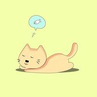 chat de caractère illustration vectorielle dormir. illustration vectorielle de chat mignon kitty sertie de différentes races de chats, de jouets et de nourriture. dessiner le style doodle. vecteur