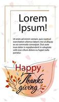 thanksgiving day carte de voeux illustration vectorielle avec des feuilles d'automne vecteur