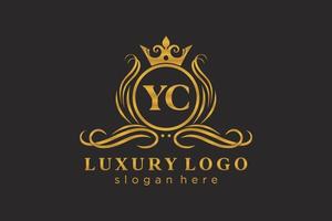 modèle initial de logo de luxe royal de lettre yc dans l'art vectoriel pour le restaurant, la royauté, la boutique, le café, l'hôtel, l'héraldique, les bijoux, la mode et d'autres illustrations vectorielles.
