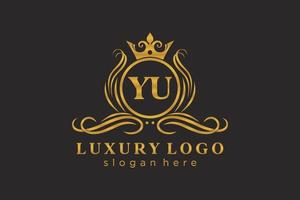 modèle initial de logo de luxe royal de lettre yu dans l'art vectoriel pour le restaurant, la royauté, la boutique, le café, l'hôtel, l'héraldique, les bijoux, la mode et d'autres illustrations vectorielles.