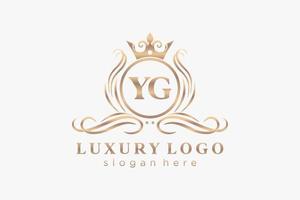 modèle initial de logo de luxe royal de lettre yg dans l'art vectoriel pour le restaurant, la royauté, la boutique, le café, l'hôtel, l'héraldique, les bijoux, la mode et d'autres illustrations vectorielles.