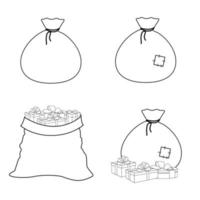 contour de style du sac de cadeaux du père noël. illustration vectorielle vecteur