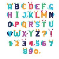alphabet anglais pour enfants avec chiffres et caractères. illustration vectorielle vecteur