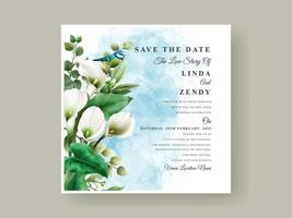 carte d'invitation de mariage avec verdure florale vecteur