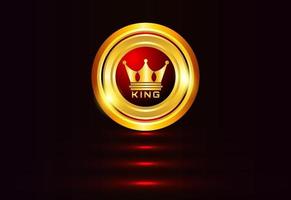 logo de la couronne du roi d'or de luxe sur l'illustration de la pièce d'or vecteur