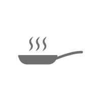 eps10 poêle à frire vectorielle grise avec icône solide abstraite de vapeur isolée sur fond blanc. symbole rempli de casserole dans un style moderne simple et plat pour la conception de votre site Web, votre logo et votre application mobile vecteur