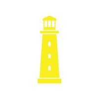 eps10 icône de construction de tour phare vecteur jaune isolé sur fond blanc. symbole de la côte de la plage de l'île du projecteur dans un style moderne et plat simple pour la conception, le logo et le mobile de votre site Web