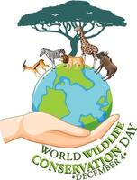modèle d'affiche de la journée mondiale de la conservation de la faune vecteur