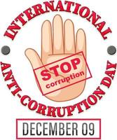 conception d'affiche de la journée internationale de lutte contre la corruption vecteur