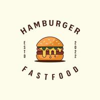 burger ou hamburger style vecteur moderne vintage logo icône modèle illustration design, concept de logo de restauration rapide
