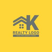 création de logo vectoriel lettre k toit maison pour l'immobilier, l'agent immobilier, le loyer immobilier, le constructeur intérieur et extérieur