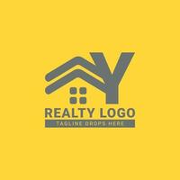 création de logo vectoriel de maison de toit lettre y pour l'immobilier, l'agent immobilier, le loyer immobilier, le constructeur intérieur et extérieur