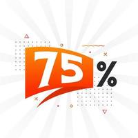 75 promotions de bannières marketing à prix réduits. Conception promotionnelle de 75 % des ventes. vecteur