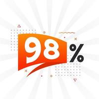 98 promotion de bannière marketing à prix réduit. Conception promotionnelle de 98 % des ventes. vecteur