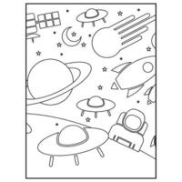 pages de livre de coloriage de l'espace pour les enfants vecteur