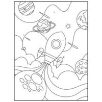 pages de livre de coloriage de l'espace pour les enfants vecteur