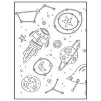 pages de livre de coloriage de l'espace pour les enfants vecteur