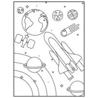 pages de livre de coloriage de l'espace pour les enfants vecteur