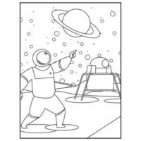 pages de livre de coloriage de l'espace pour les enfants vecteur