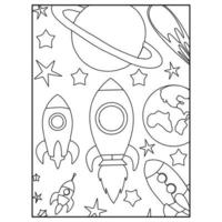 pages de livre de coloriage de l'espace pour les enfants vecteur