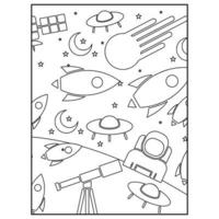 pages de livre de coloriage de l'espace pour les enfants vecteur