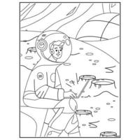 pages de livre de coloriage de l'espace pour les enfants vecteur