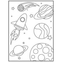 pages de livre de coloriage de l'espace pour les enfants vecteur