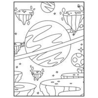 pages de livre de coloriage de l'espace pour les enfants vecteur