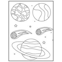 pages de livre de coloriage de l'espace pour les enfants vecteur