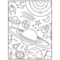 pages de livre de coloriage de l'espace pour les enfants vecteur