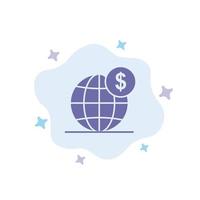 dollar global business globe international bleu icône sur fond de nuage abstrait vecteur