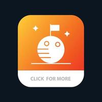 drapeau lune espace bouton application mobile version glyphe android et ios vecteur