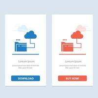 fichier de stockage de dossier cloud bleu et rouge téléchargez et achetez maintenant le modèle de carte de widget web vecteur