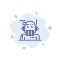 robot conseiller conseiller conseiller algorithme analyste icône bleue sur fond de nuage abstrait vecteur