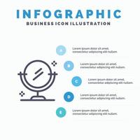 icône de ligne propre de nettoyage de miroir avec fond d'infographie de présentation en 5 étapes vecteur