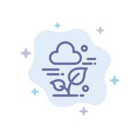 icône bleue de la technologie des feuilles de nuage de plantes sur fond de nuage abstrait vecteur