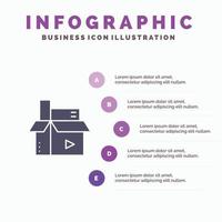 contenu créatif médias numériques édition solide icône infographie 5 étapes présentation fond vecteur