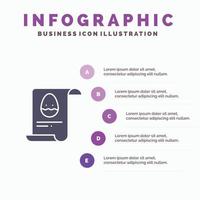 fichier données oeuf de pâques solide icône infographie 5 étapes présentation arrière-plan vecteur