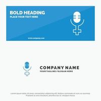 bannière de site Web d'icône solide d'enregistrement de microphone et modèle de logo d'entreprise vecteur