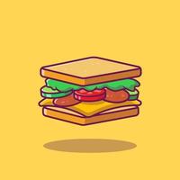 illustration d'icône de vecteur de dessin animé sandwich. concept d'icône de nourriture de petit déjeuner isolé vecteur premium. style de dessin animé plat