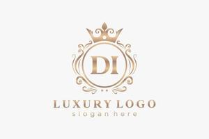 modèle initial de logo de luxe royal de lettre di dans l'art vectoriel pour restaurant, royauté, boutique, café, hôtel, héraldique, bijoux, mode et autres illustrations vectorielles.