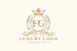 modèle initial de logo de luxe royal de lettre fg dans l'art vectoriel pour le restaurant, la royauté, la boutique, le café, l'hôtel, l'héraldique, les bijoux, la mode et d'autres illustrations vectorielles.