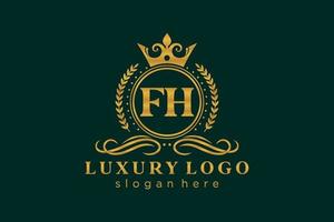 modèle initial de logo de luxe royal de lettre fh dans l'art vectoriel pour le restaurant, la royauté, la boutique, le café, l'hôtel, l'héraldique, les bijoux, la mode et d'autres illustrations vectorielles.