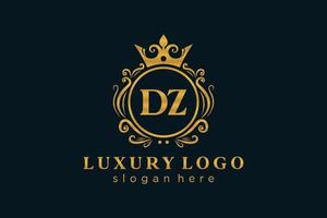 modèle initial de logo de luxe royal de lettre dz dans l'art vectoriel pour le restaurant, la royauté, la boutique, le café, l'hôtel, l'héraldique, les bijoux, la mode et d'autres illustrations vectorielles.