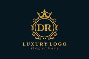 modèle initial de logo de luxe royal de lettre dr dans l'art vectoriel pour le restaurant, la royauté, la boutique, le café, l'hôtel, l'héraldique, les bijoux, la mode et d'autres illustrations vectorielles.