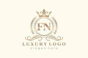 modèle initial de logo de luxe royal de lettre fn dans l'art vectoriel pour le restaurant, la royauté, la boutique, le café, l'hôtel, l'héraldique, les bijoux, la mode et d'autres illustrations vectorielles.